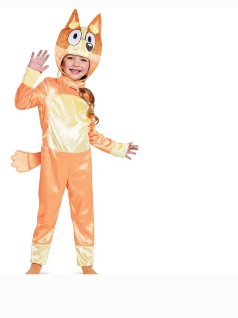 Bluey Bingo Halloween Costume 4/6 Orange Velvety Jumpsuit 3 Pc Toddler Cartoon
